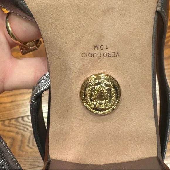 Veronica Beard Tuckernuck Cecile Slingback Heel Black Silver Leather Size 10 - Picture 12 of 13